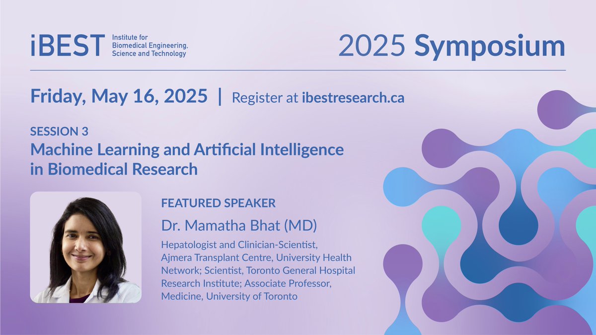 iBEST (@ibestresearch) on Twitter photo Starting the third session, Dr. Mamatha Bhat presents on "Machine Learning and Artificial Intelligence in Biomedical Research." Don't miss this insightful presentation!
#iBESTSymposium2025 <a href="/researchTMU/">Research – Toronto Metropolitan University</a> @torontomet <a href="/UnityHealthTO/">Unity Health Toronto</a> Starting the third session, Dr. Mamatha Bhat presents on "Machine Learning and Artificial Intelligence in Biomedical Research." Don't miss this insightful presentation!
#iBESTSymposium2025 <a href="/researchTMU/">Research – Toronto Metropolitan University</a> @torontomet <a href="/UnityHealthTO/">Unity Health Toronto</a>