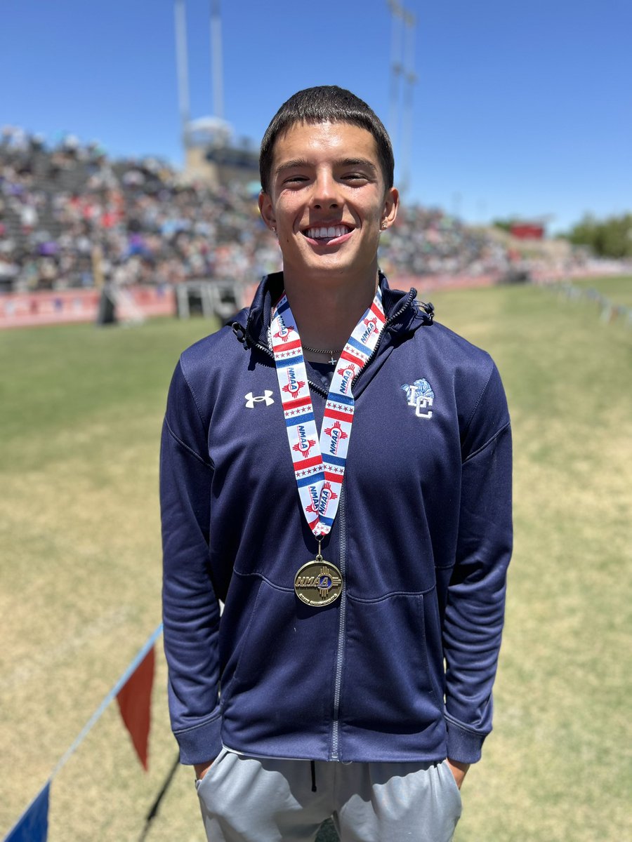 Congratulations to Tanner Montano from La Cueva HS, winner of the Boys 5A Long Jump at the 2025 Blue Cross and Blue Shield of New Mexico NMAA State Track and Field Championships. @bcbsnm