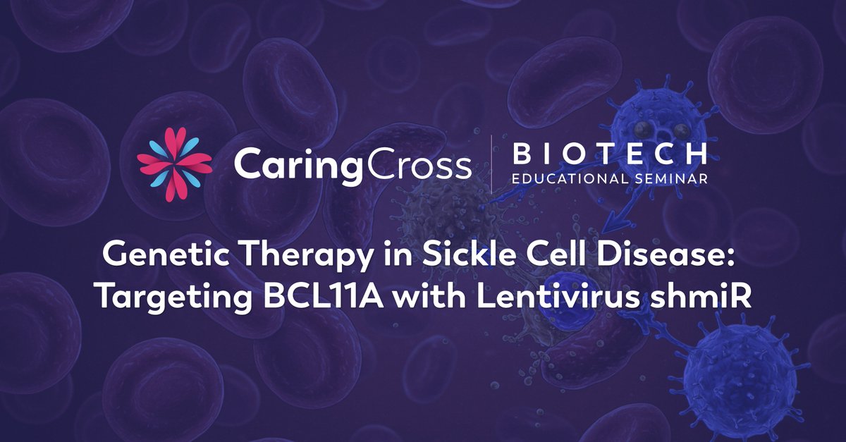Our Biotech Educational Seminar is about to start in the next hour.
✨ Topic: Genetic Therapy in Sickle Cell Disease: Targeting BCL11A with Lentivirus shmiR 
🗓 May 16 | 🕒 3:00 PM ET / 12:00 PM PT / 9:00 PM CET
Join now: us02web.zoom.us/webinar/regist…
#SickleCellAwareness