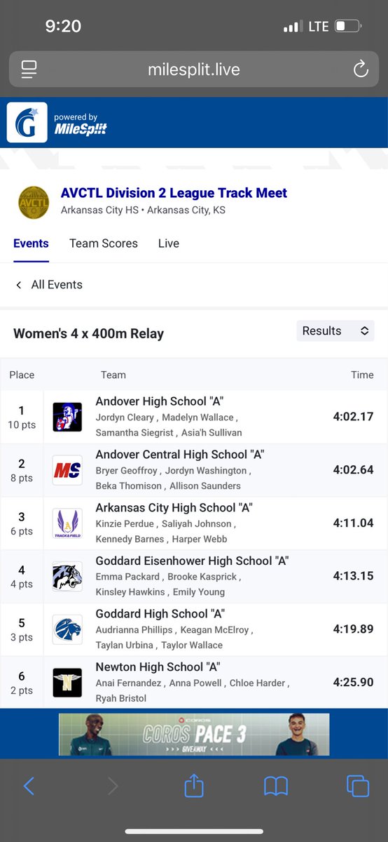 Andover Track & Field (@andoverxctrack) on Twitter photo 🚨🚨SCHOOL RECORD🚨🚨
Congrats to our Girls 4x4 Relay for breaking the school record that was set way back in 1985! <a href="/kansasrunning/">KSXCT&F</a> <a href="/sportsinkansas/">Sports in Kansas</a> <a href="/VypeKS/">VYPE Kansas</a> <a href="/KSHSAA/">KSHSAA</a> 🚨🚨SCHOOL RECORD🚨🚨
Congrats to our Girls 4x4 Relay for breaking the school record that was set way back in 1985! <a href="/kansasrunning/">KSXCT&F</a> <a href="/sportsinkansas/">Sports in Kansas</a> <a href="/VypeKS/">VYPE Kansas</a> <a href="/KSHSAA/">KSHSAA</a>
