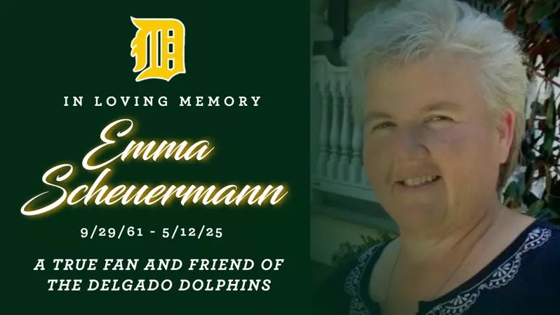 Emma Scheuermann has been a constant supporter, volunteer, and friend to generations of Delgado players, staff, families, fans, and friends and a very familiar face at Kirsch-Rooney Stadium. We celebrate her life and impact.

Obituary &amp; Arrangements: delgadoathletics.com/news/2025/5/16…