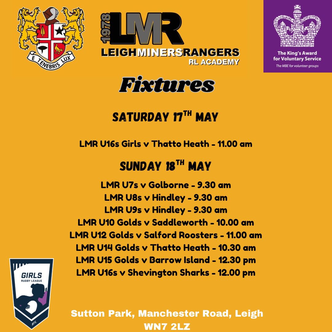 🟡⚫️🏉This weekends fixtures in the Manchester Road sunshine!!🏉⚫️🟡