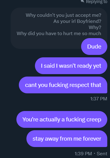 Yelena_Belova67's tweet photo. EXPOSE POST ON @/DarkChaosBoy So in my rp gc like yesterday he said this stuff I said I wasn't ready to date yet because I just had a breakup But today he has been harassing me in dms and calling me his girlfriend when we were never dating https://t.co/k02US0ITeb