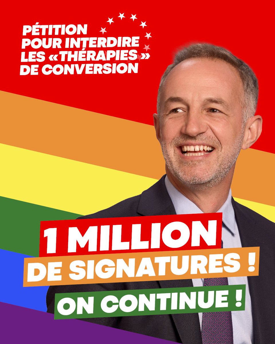 1 000 000 de signatures pour interdire les "thérapies" de conversion en Europe ! 

Continuons de signer pour envoyer un message de soutien fort à toutes les personnes LGBTQIA+  partout en Europe et dans le monde !

✍ Pour signer : eci.ec.europa.eu/043/public/#/s…