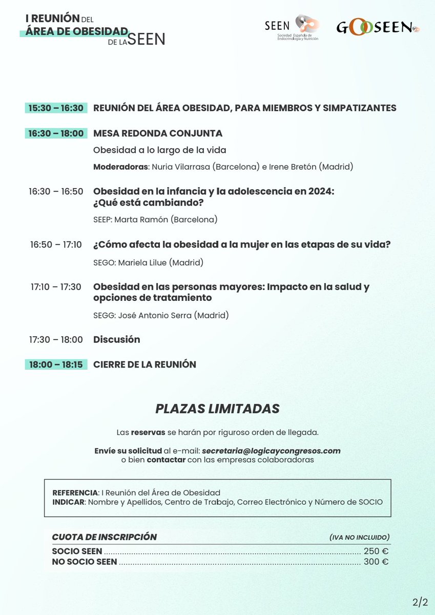 ObesitySEEN (@obesityseen) on Twitter photo No te puedes perder la I Reunion del Area de Obesidad de la Seen que tendra lugar el próximo 13 de junio en Madrid. Te esperamos! <a href="/sociedadSEEN/">Sociedad SEEN</a> No te puedes perder la I Reunion del Area de Obesidad de la Seen que tendra lugar el próximo 13 de junio en Madrid. Te esperamos! <a href="/sociedadSEEN/">Sociedad SEEN</a>