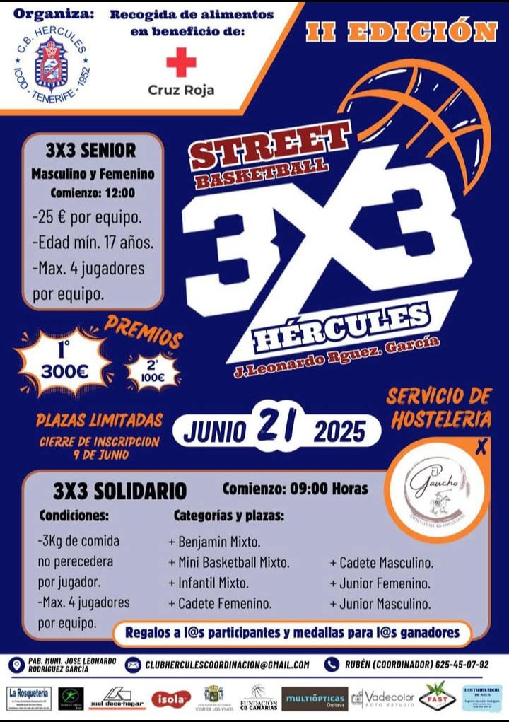 cbhercules (@herculesicod) on Twitter photo <a href="/herculesicod/">cbhercules</a> Llaga el TORNEO 3X3 HÉRCULES
"J. Leonardo Rguez. García".
Inscríbete al II Torneo 3X3 y recuerda que son plazas limitadas.
📆Será el sábado día 21 de junio.
Más información:
A través del correo
clubherculescoordinacion@gmail.com o bien al Teléfono 625-45-07-92 <a href="/herculesicod/">cbhercules</a> Llaga el TORNEO 3X3 HÉRCULES
"J. Leonardo Rguez. García".
Inscríbete al II Torneo 3X3 y recuerda que son plazas limitadas.
📆Será el sábado día 21 de junio.
Más información:
A través del correo
clubherculescoordinacion@gmail.com o bien al Teléfono 625-45-07-92