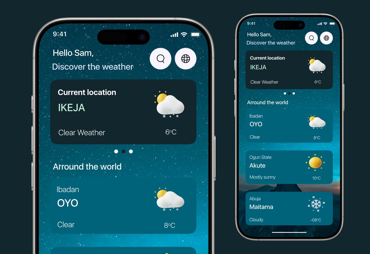 Day 12/20 – UI Design Challenge

Just wrapped up a clean Weather App Dashboard

Simple. Intuitive. Reliable.

Thoughts? 
#UIUX #WeatherApp #FigmaDesign #UIDesign #UXChallenge #DesignDaily