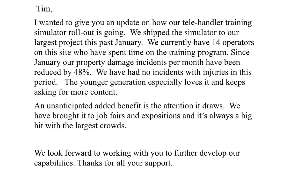 SafetyVue's tweet image. Big safety wins with SafetyVue&apos;s tele-handler simulator! 📉 48% less property damage &amp;amp; ZERO injuries since Jan at a key project. Operators find the training effective and engaging. Real results from innovative simulation. 

#SafetyVue #SafetyPerformance #WorkplaceSafety
