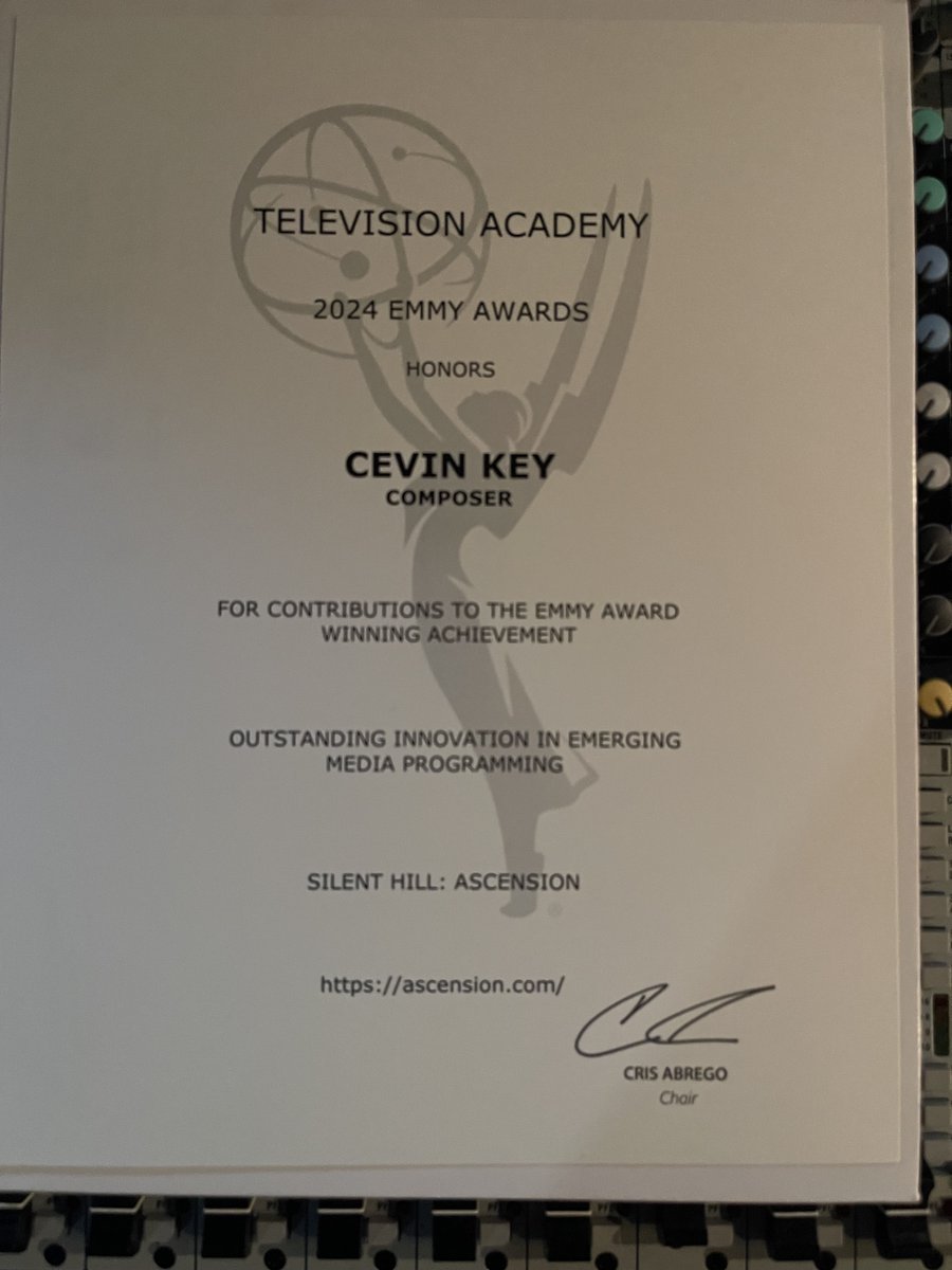 One of the most fun projects I worked on recently scoring was Silent Hill: Ascension  I guess this is the icing on the cake !
Huge thanks to Genvid , Stephan Vladimir Bugaj and my partner in NEKOface, Eric Peterson    congrats crew !