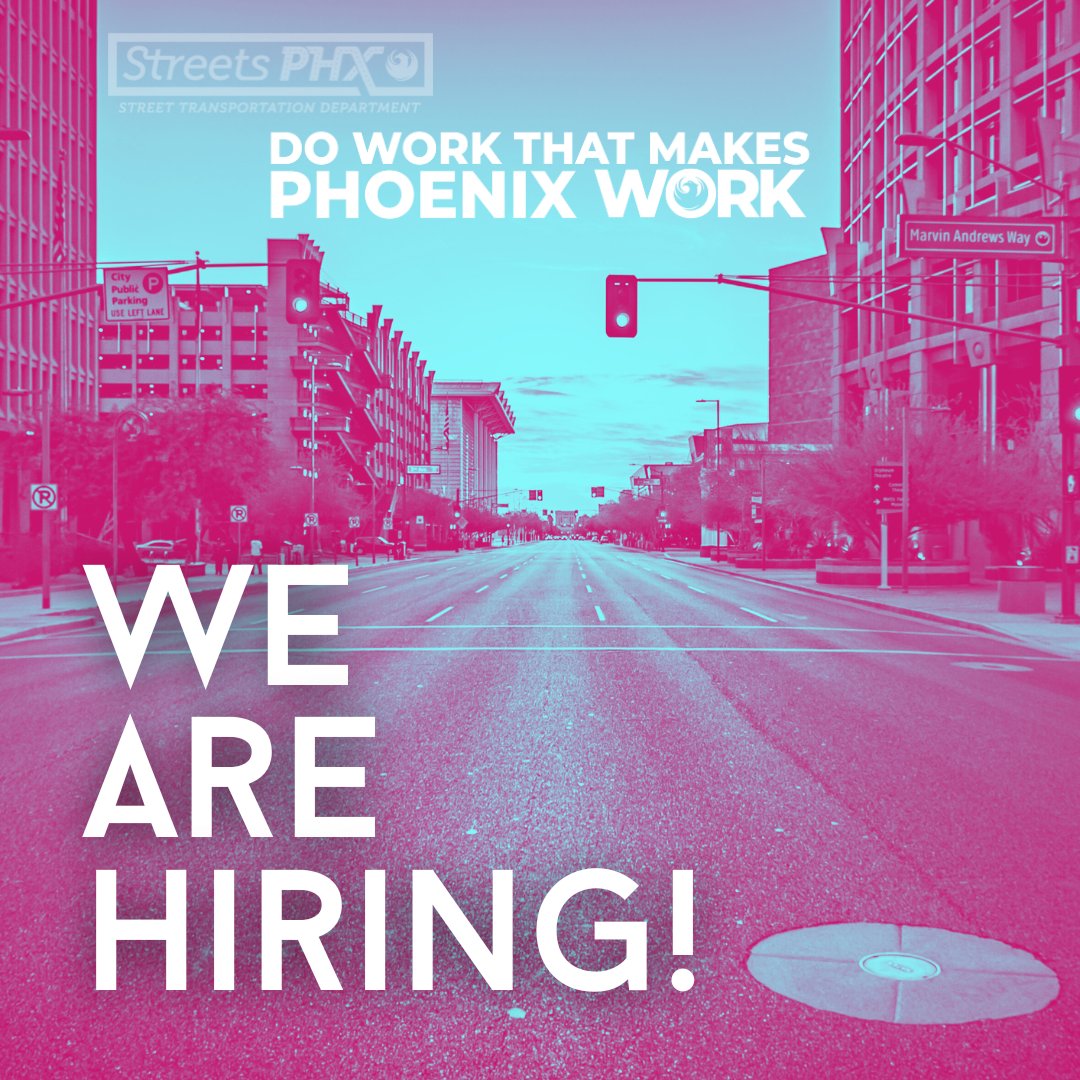 🚧 We're Hiring! 🚧
The City of Phoenix is seeking an experienced, forward-thinking leader to serve as the Director of the Street Transportation Department. 
🔗 cpshr.us/recruitment/23…
