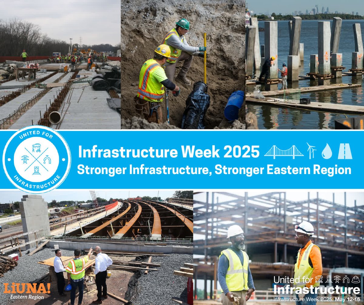 Laborers Local 199 (@liunalocal199) on Twitter photo 🛣️ It's #InfrastructureWeek!
From <a href="/GatewayProgNews/">Gateway Program News</a> to local highways, to water & energy #infrastructure, <a href="/LIUNA/">LIUNA</a> members work every day to build & maintain the foundations of our lives.
We build <a href="/United4Infra/">United For Infrastructure</a>, b/c stronger infrastructure means a stronger Eastern Region for all. 🛣️ It's #InfrastructureWeek!
From <a href="/GatewayProgNews/">Gateway Program News</a> to local highways, to water & energy #infrastructure, <a href="/LIUNA/">LIUNA</a> members work every day to build & maintain the foundations of our lives.
We build <a href="/United4Infra/">United For Infrastructure</a>, b/c stronger infrastructure means a stronger Eastern Region for all.