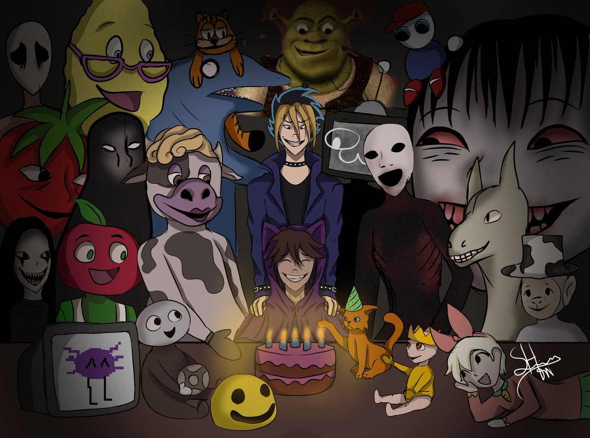 SPopeya's tweet photo. @MaxiJoshua1 FELIZ CUMPLEAÑOS!  Ya un poco atrasado pero aquí esta el dibujo xd, algunos no me salieron tan bien como quería pero estoy aprendiendo jsjs.

Intente añadir los personajes más clásicos del canal, hice un esfuerzo.

Espero que te la hayas pasado bien TQM Maxi♡♡♡♡ https://t.co/bhLuX1iurW