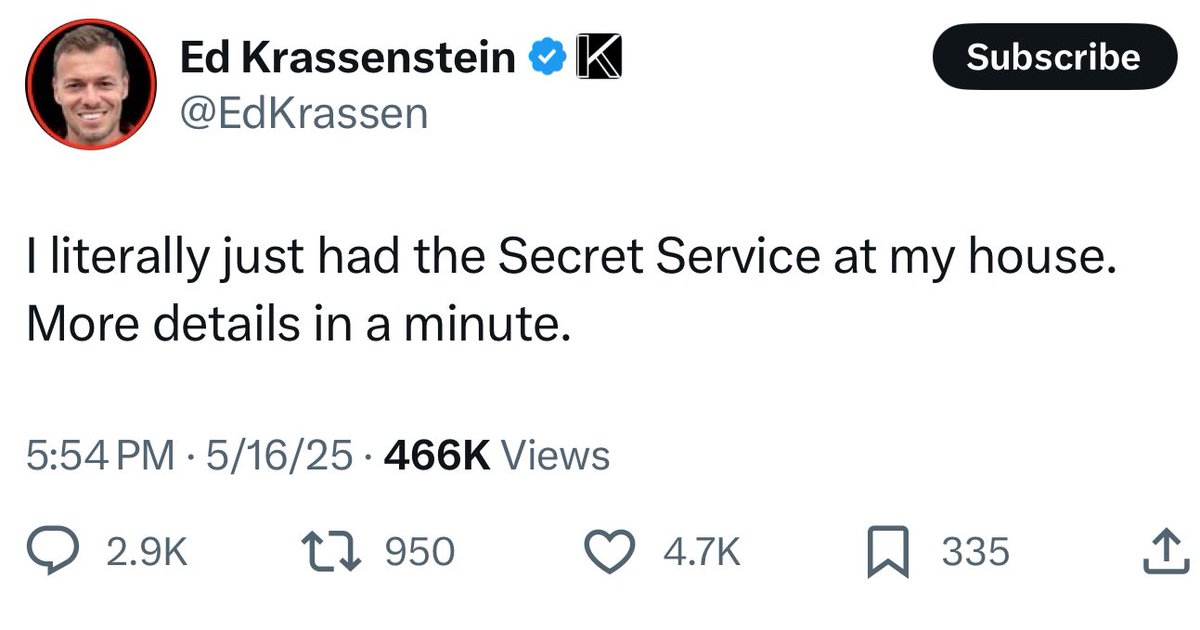 Good. Maybe you and your brother shouldn't instigate online "to 86" 47. 

The secret service should investigate every single one of you who incited violence against a sitting president.