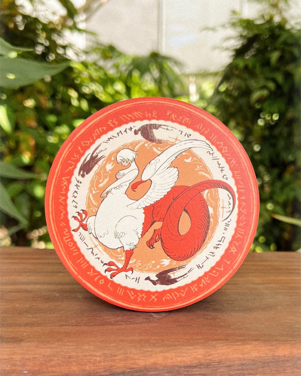 pix_bun's tweet photo. Dungeon Meshi coasters are HERE 🍳🍄 ✨

I’ve been on a journey to develop merch that people can USE in their everyday life that also feel relevant to the IP 

They’re embedded with a magic circle that is meant as a charm to keep your drink, teapot, whatever have you, warm <3 https://t.co/6rhWv6PtKq