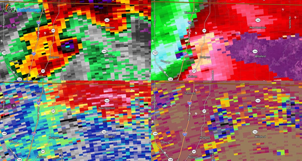 StormHQwx's tweet photo. Intense to Violent tornado in progress

At 623 PM CDT, a confirmed large and destructive tornado was observed near Hudgens, or near Creal Springs, moving east at 60 mph.

TORNADO EMERGENCY for SOUTHEAST WILLIAMSON, AND SOUTHERN SALINE 
COUNTY. This is a PARTICULARLY DANGEROUS SITUATION. TAKE COVER NOW!

HAZARD...Deadly tornado.

SOURCE...Radar confirmed tornado.

IMPACT...You are in a life-threatening situation. Flying debris  may be deadly to those caught without shelter. Mobile homes will be destroyed. Considerable damage to homes,   businesses, and vehicles is likely and complete destruction is possible.