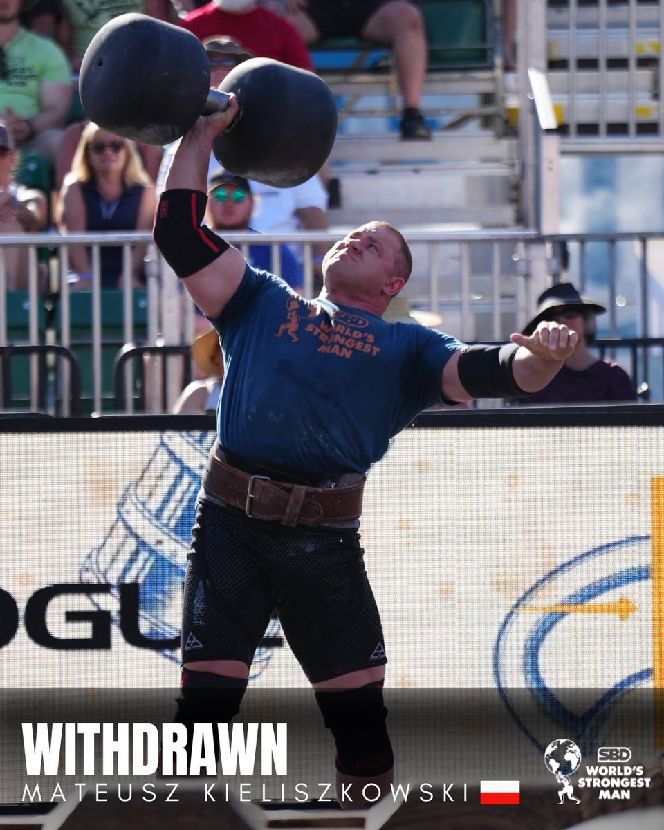 Mateusz Kieliszkowski has withdrawn from the 2025 SBD World’s Strongest Man due to illness. #WSM2025