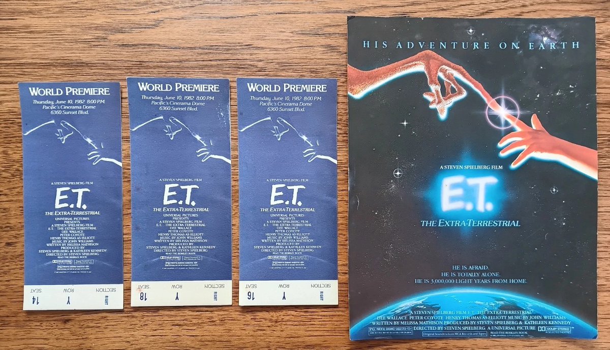 🚨SOLD FOR $2,136🚨 (3) E.T. the Extra-Terrestrial World Premiere tickets  from 1982 just sold on eBay for $2,136! 🎟️🛸 Held at the iconic Cinerama  Dome in Hollywood, these are true pieces of
