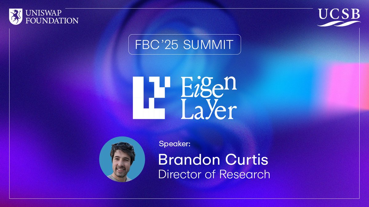 eigencloud's tweet image. 🗣️ If you&apos;re heading to the FBC Summit at @BlockchainUCSB tomorrow, you need to catch our very own @bcmakes at 11:40am PT.

Talking EigenLayer, verifiability, and what’s next for crypto infra.