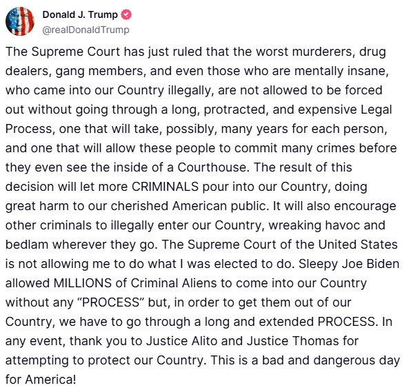 TrumpDailyPosts's tweet photo. Donald J. Trump Truth Social 05.16.25 05:59 PM EST