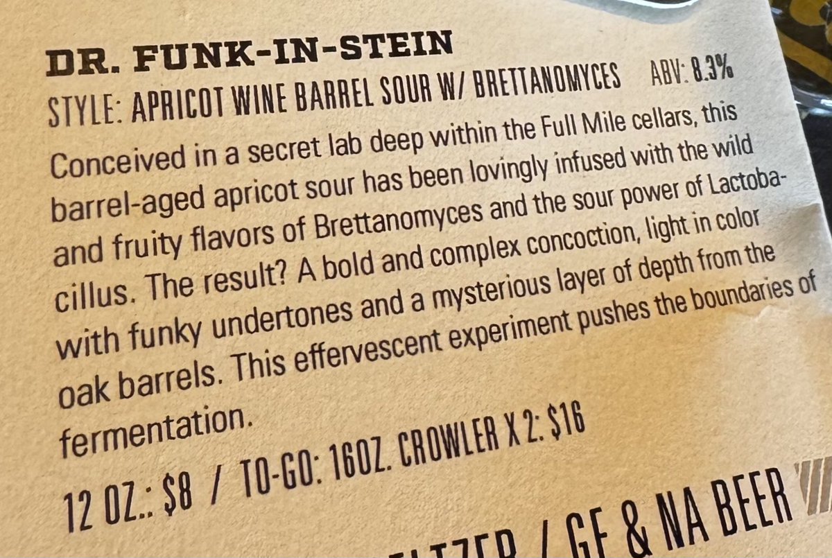 Robin Shepard (@beerherewriter) on Twitter photo ITS ALIVE! ITS ALIVE!
After 9+ months in a wine barrel <a href="/FullMileBeerCo/">Full Mile Beer Co</a> finally releases its apricot wild sour. Dr. Funk-In-Stein just went on tap! #WIBeer #MSNBeer
More at #Isthmus isthmus.com/food-drink/bee⦠ITS ALIVE! ITS ALIVE!
After 9+ months in a wine barrel <a href="/FullMileBeerCo/">Full Mile Beer Co</a> finally releases its apricot wild sour. Dr. Funk-In-Stein just went on tap! #WIBeer #MSNBeer
More at #Isthmus isthmus.com/food-drink/beeā¦