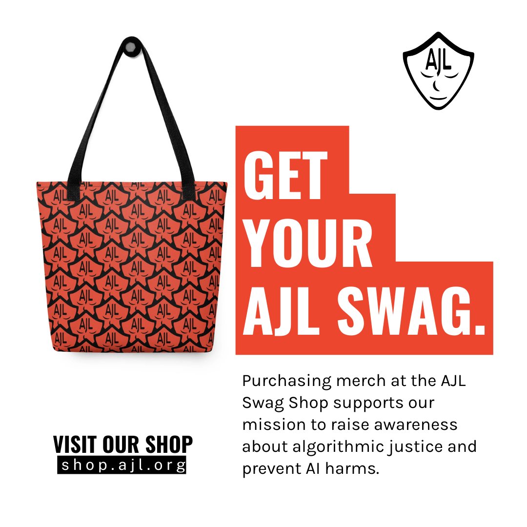 Tote-ally invested in creating AI that works for everyone? Take your AJL swag out in the world and help us spread the word about algorithmic bias! Buy now ➡️ shop.ajl.org