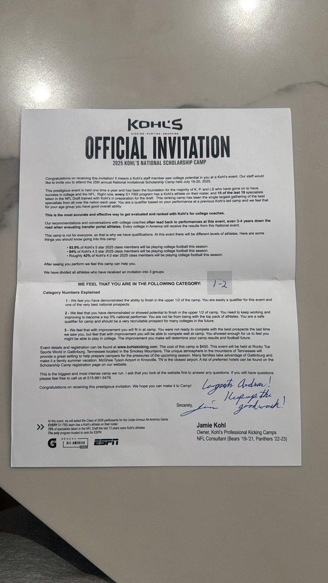 Andrew Ivaniciuc (@andrewivaniciuc) on Twitter photo A Big Thank you to <a href="/KohlsKicking/">Kohl's Kicking Camps</a> for inviting me to the National Invitational Scholarship camp! A Big Thank you to <a href="/KohlsKicking/">Kohl's Kicking Camps</a> for inviting me to the National Invitational Scholarship camp!