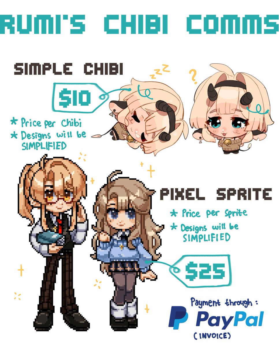 RTs are appreciated!!

putting my chibi comms here because i recently got some problems with my laptop and miiight need to get a replacement for it,,, 

if anyone's interested, feel free to DM me!!