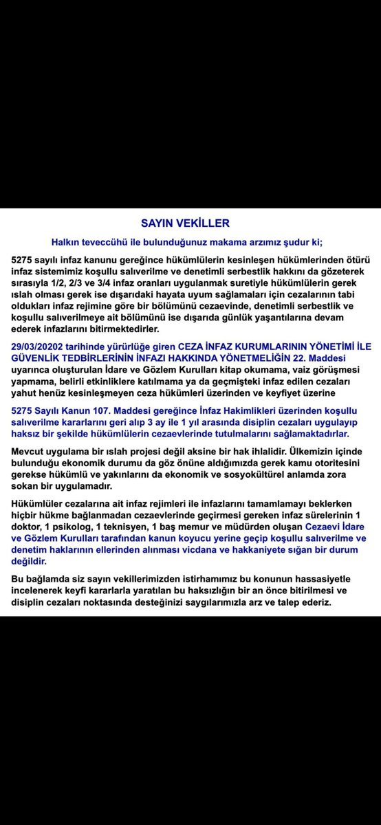 #YargıPaketiNerede 31 temmuz yasası af değil haktır denetim yakanlar cezası gelip iştima olanlarinda faydalanacagi bir yasa talep ediyoruz Hukukun üstünlüğü her vatandaşın hakkıdır Yasalar güçlüyü değil doğruyu korur disiplin affı hayatları karartmasin <a href="/yilmaztunc/">Yılmaz TUNÇ</a> @
