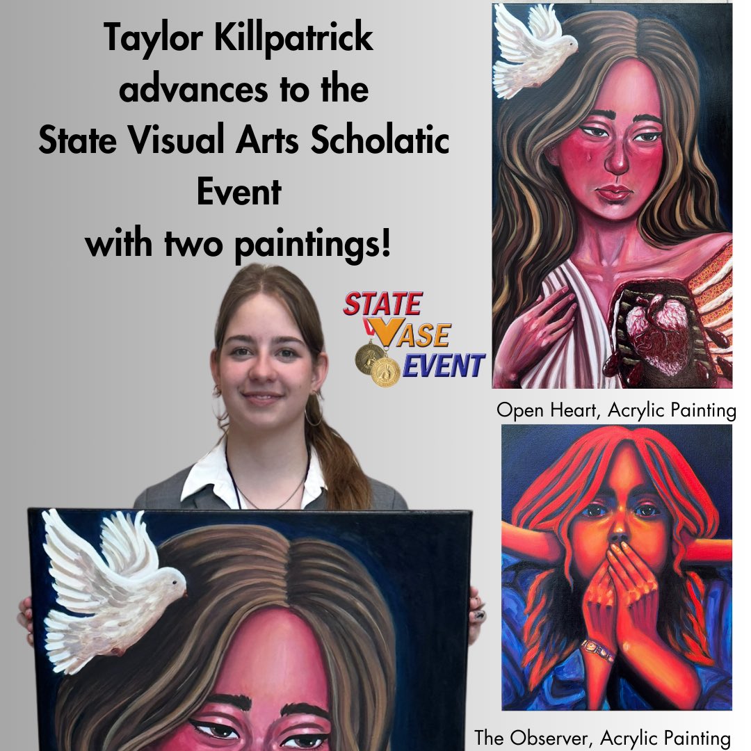 Taylor Killpatrick medaled at the state Visual Arts Scholastic Event.🏅Congratulations! 👏 

#BISDgreatness #BISDstandout