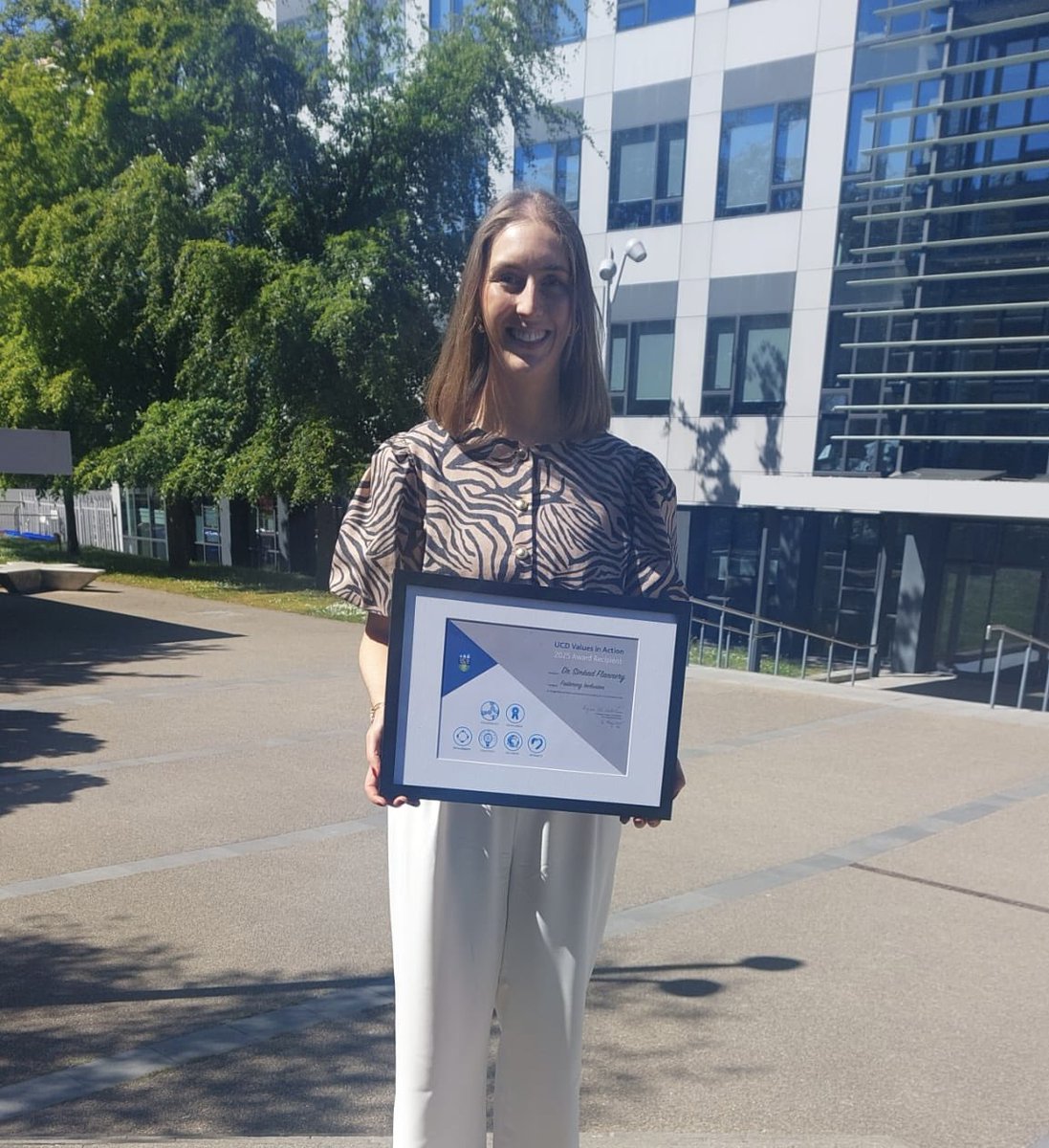 We are beyond proud of our colleague Sinead Flannery, who was today presented with the Values in Action award at a ceremony in the University Club. 
Sinead received the award for the incredible work she has done in developing professional work experience equality, diversity and