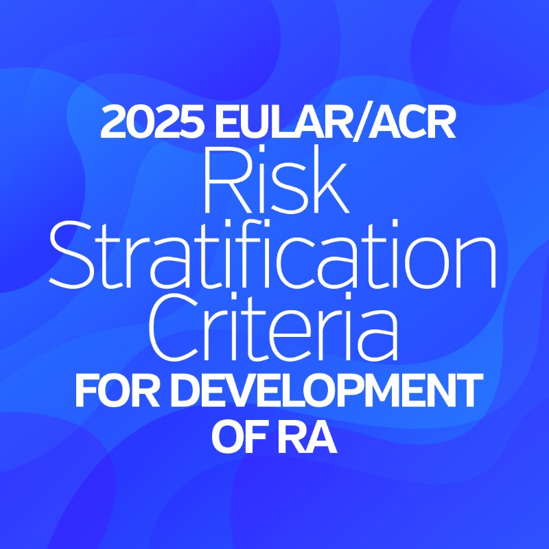 ACRheum's tweet photo. NEW! EULAR &amp; ACR have developed risk stratification criteria for rheumatoid arthritis (RA). The criteria have been developed for people with arthralgia in secondary care who are considered at risk for RA. Learn more!