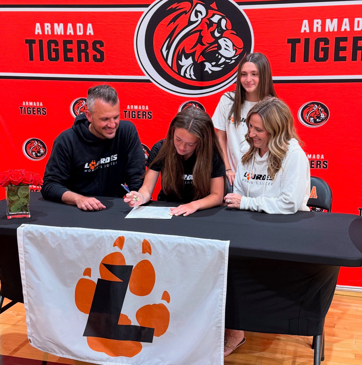 Congrats to AHS senior Ellie Ryzyi on signing her letter of intent to continue her soccer career at Lourdes University! Way to go, Ellie! 🐅⚽️