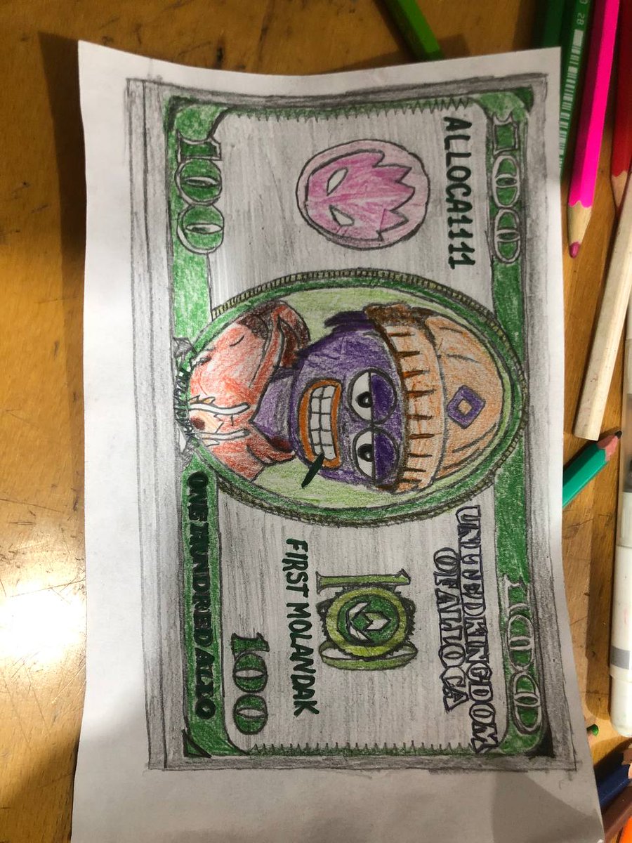 1nsanewot's tweet photo. ready for printing))) this is how I imagined the $ALLO token if it were a banknote)) as usual for @alloca_xyz and @molandaks_xyz with love.....
@monad_xyz #art #colored_pencils #Galloca https://t.co/74HeWQqUyT