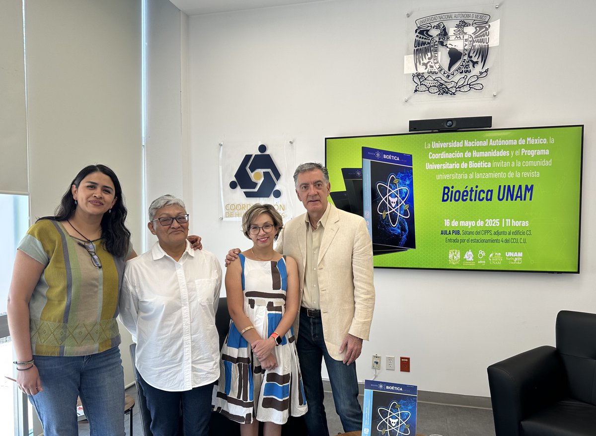 “La <a href="/RevistaBioetica/">Revista Bioética UNAM</a> es la primera revista en la historia de la Universidad, dedicada exclusivamente a esta disciplina tan vital en tiempos de transformaciones científicas, sociales y éticas”
Mtra. Rocio Muciño (<a href="/rocio_mucino/">Rocío Muciño</a>) en el lanzamiento de la <a href="/RevistaBioetica/">Revista Bioética UNAM</a>.