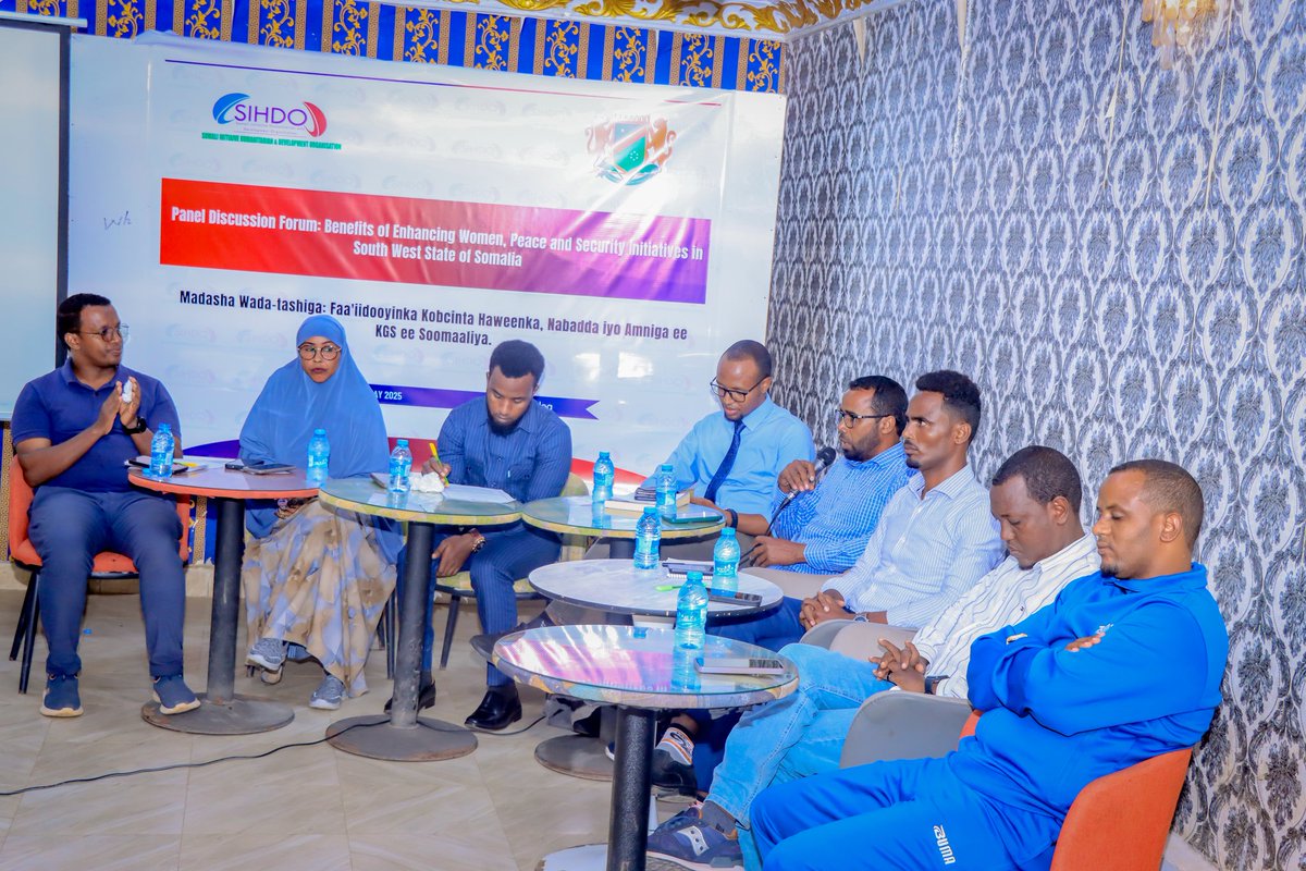 SIHDO_ORG's tweet photo. #SIHDO successfully hosted a panel on #Women, Peace & Security in #Southwest Somalia, spotlighting womenโs role in #peacebuilding & #security. Weโre #building a future where women lead at the table, not just sit near it. #WPS #UNSCR1325 #GREDO https://t.co/lnEqCbWl9T
