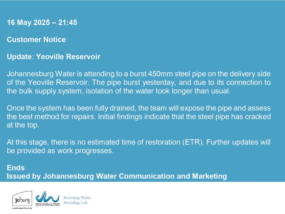 Johannesburg Water tweet media