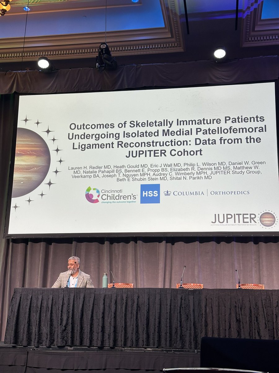 JUPITER PI <a href="/DrLaurenRedler/">Dr Lauren Redler</a> from <a href="/OrthoColumbia/">Columbia Orthopedics</a> presenting her Award Nominated study, Outcomes of Skeletally Immature Patients Undergoing Isolated MPFL Reconstruction: Data from the JUPITER Cohort today <a href="/POSNA_org/">POSNA</a> in Las Vegas! #patella #mpfl #posna2025