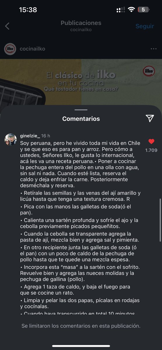 TraceurStark001's tweet photo. Fui al ig. De Ilko. Chile y como no podia esperar menos, la furia de los chilenos patriotas por semejante salvajada que vi en esa wea impresa no se hizo esperar y tuvieron que cerrar comentarios @IlkoCocina @SomosVirutex EL TOSTADOR ES CHILENO CONCHETUMARE🤬🤬🤬 #tostadordepan https://t.co/R5fPa4FfJG