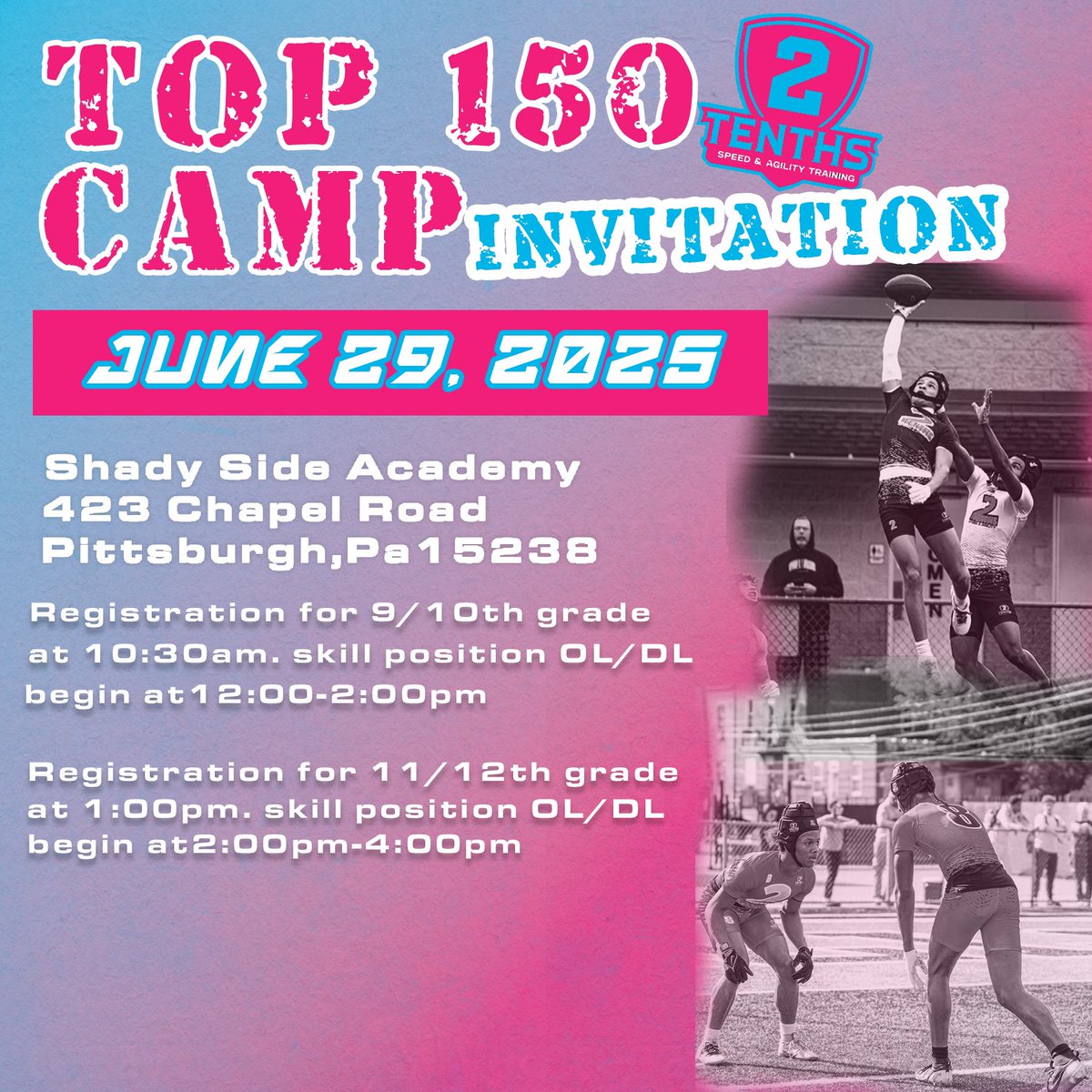 Blessed to get invited to the Top 150 camp by <a href="/210ths/">2Tenths Speed & Agility</a>, 
Can’t wait to showcase my talent!

<a href="/DWalls2ND/">Darrin Walls</a> <a href="/PrepRedzoneNext/">Prep Redzone 𝙉𝙀𝙓𝙏 🏈</a> <a href="/WPIAL_Insider/">WPIAL Insider</a> <a href="/Coach_Joyce8/">Rob Joyce</a> <a href="/CoachLehmeier/">Ryan Lehmeier</a>
