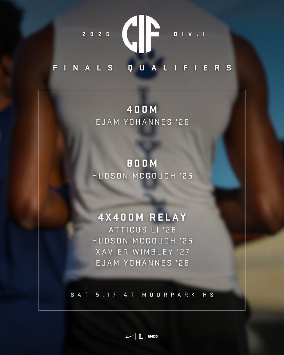 Wishing good luck to our Cubs that will be representing Loyola tomorrow at the CIF-SS Div. I Finals meet at Moorpark HS! #GoCubs