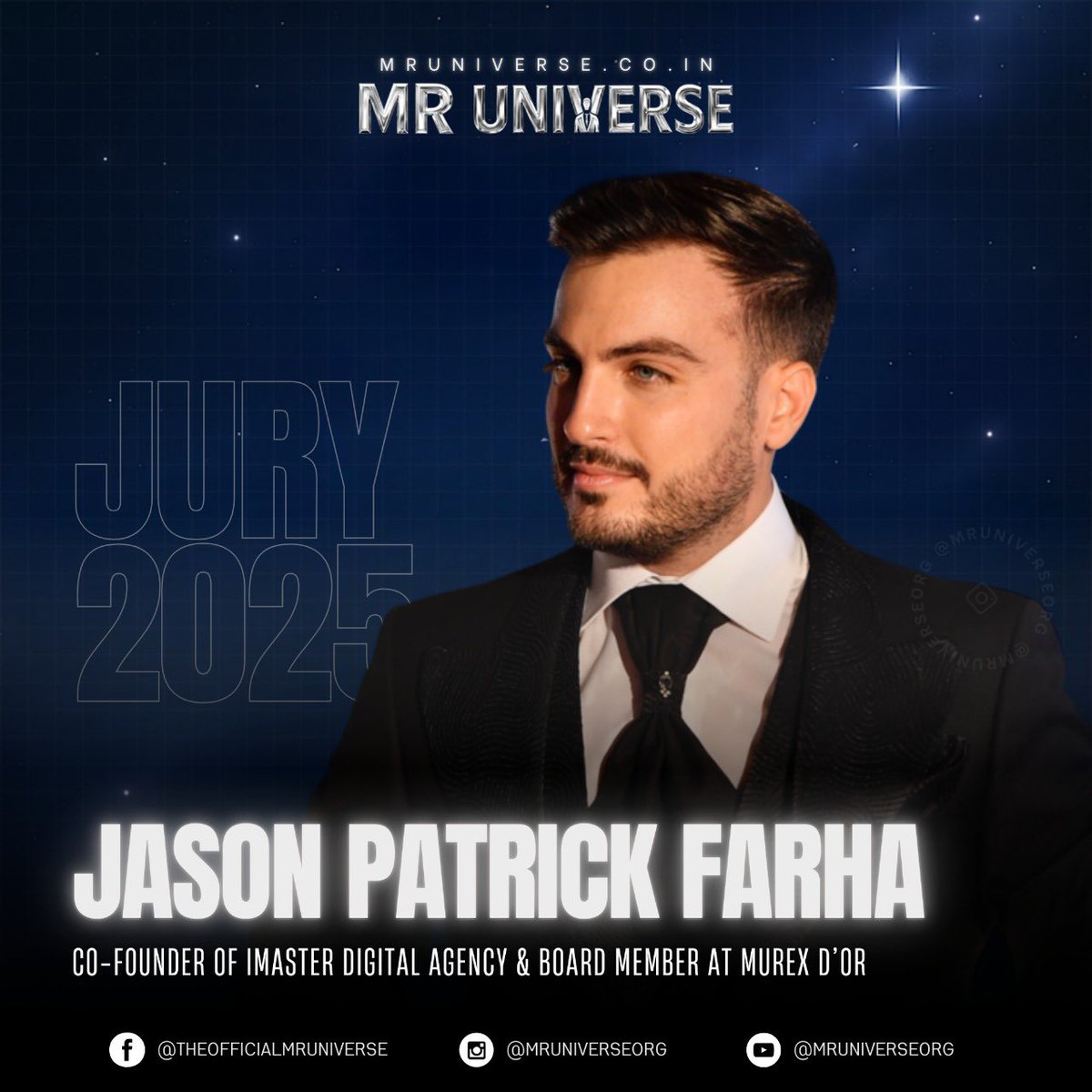 Truly honored to be a jury member for Mr. Universe 2025. Excited for the journey ahead. See you soon, India! 🇮🇳✨ 

#MrUniverse2025 #India #JuryMember #Grateful #StayTuned