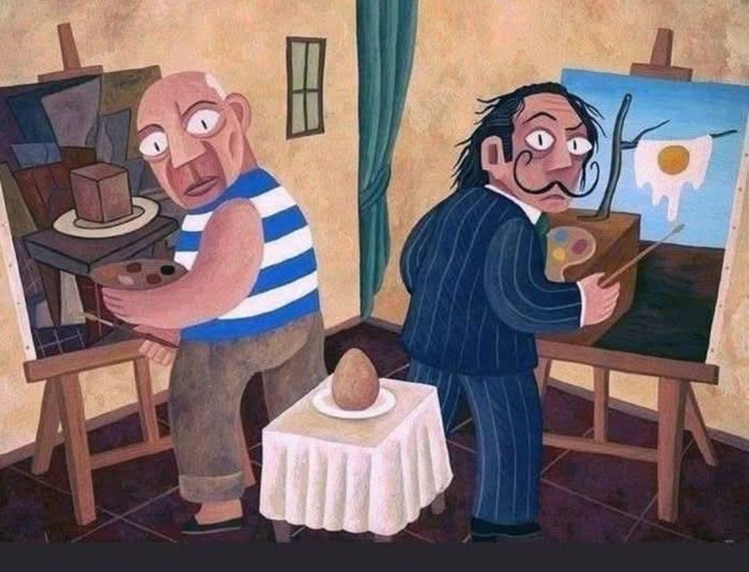 Me enviaron esta viñeta de humor que me parece genial. Picasso y Dalí reafirmando que el mundo es simplemente como nos guste que sea.
Viñeta del ilustrador de Zaragoza, España, David Vela