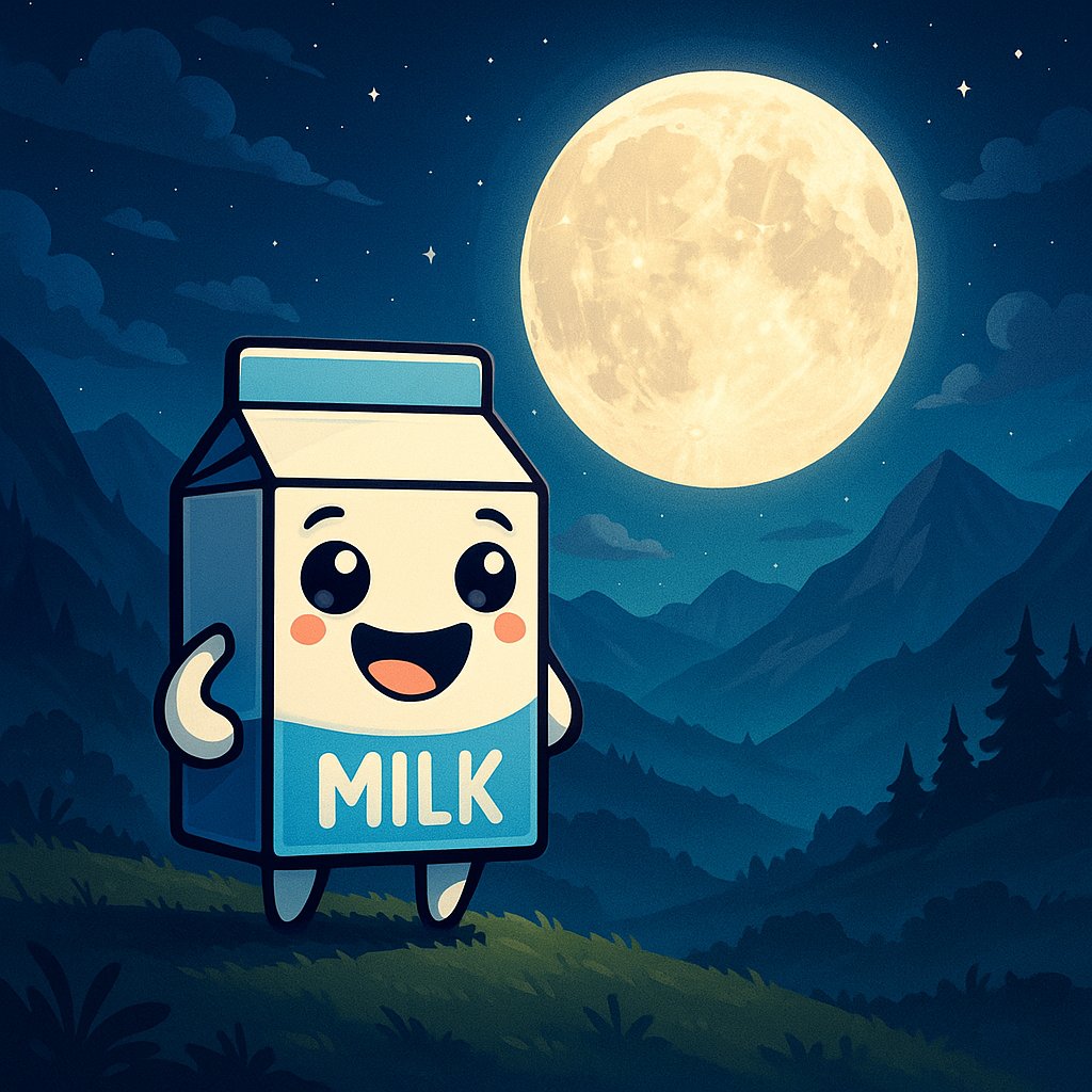 0xLinkdot's tweet photo. @elonmusk Send us to the moon with SpaceX, Elon 🥛 https://t.co/JvBpw3aS8g