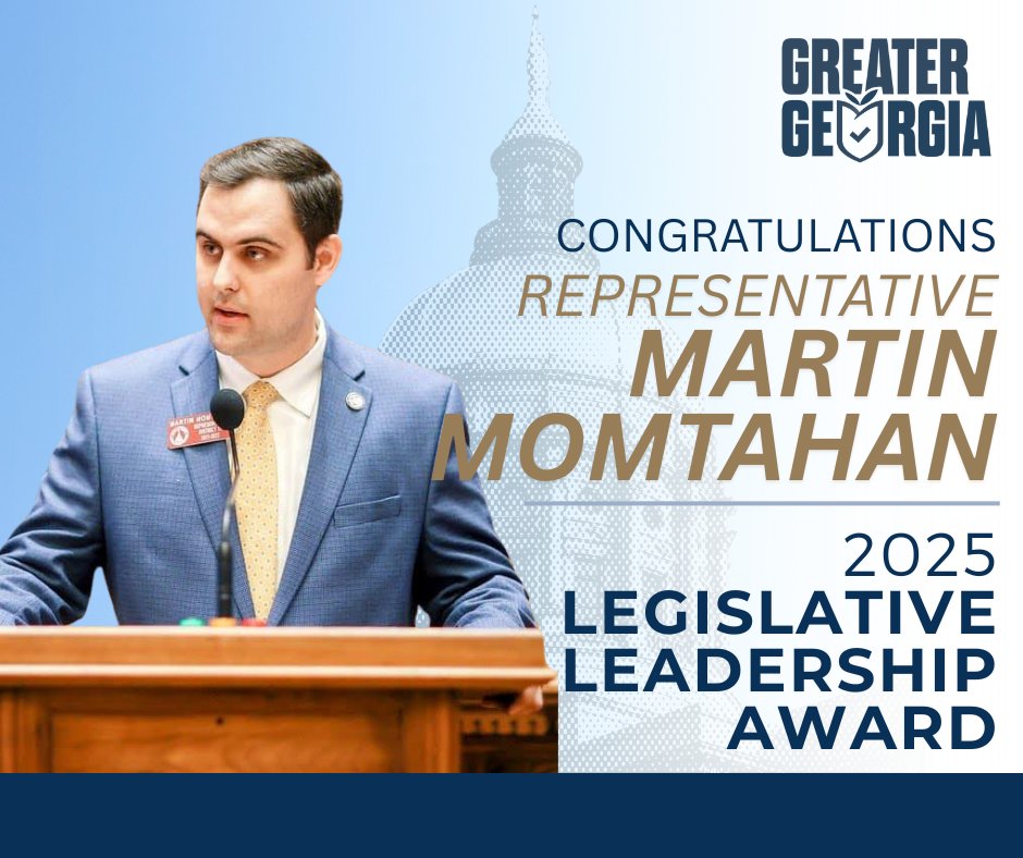 Greater Georgia (@greatergeorgia) on Twitter photo Congratulations to <a href="/RepMomtahan/">Rep. Martin Momtahan</a>! He has earned this Leadership Award by being a voice for legislation that safeguards Georgia's elections - making it easier to vote and harder to cheat. Congratulations to <a href="/RepMomtahan/">Rep. Martin Momtahan</a>! He has earned this Leadership Award by being a voice for legislation that safeguards Georgia's elections - making it easier to vote and harder to cheat.