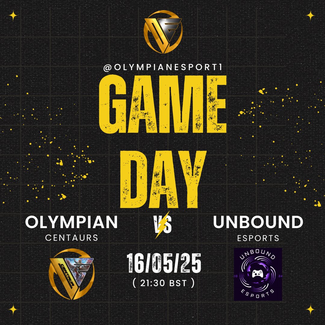 Olympian Esports (@olympianesport1) on Twitter photo 📣GAME DAY📣
Olympian Centaurs takes on Unbound Esports TONIGHT!
<a href="/ubesports24/">Unbound Esports</a>
🎮- Div 9 <a href="/EuCompLeague/">Eu Competitive League</a>
⏰- 9:30 PM
📺- twitch.tv/olympianesports
🎙️- <a href="/Theme55iah2020/">theme55iah2020</a>
🔱- <a href="/Olmp_Ninja/">jay</a>
🔱- <a href="/G4ANDO/">Ethan</a>
🔱- <a href="/Vyesix/">Vyesix</a>
🔱- Brizzy 📣GAME DAY📣
Olympian Centaurs takes on Unbound Esports TONIGHT!
<a href="/ubesports24/">Unbound Esports</a>
🎮- Div 9 <a href="/EuCompLeague/">Eu Competitive League</a>
⏰- 9:30 PM
📺- twitch.tv/olympianesports
🎙️- <a href="/Theme55iah2020/">theme55iah2020</a>
🔱- <a href="/Olmp_Ninja/">jay</a>
🔱- <a href="/G4ANDO/">Ethan</a>
🔱- <a href="/Vyesix/">Vyesix</a>
🔱- Brizzy
