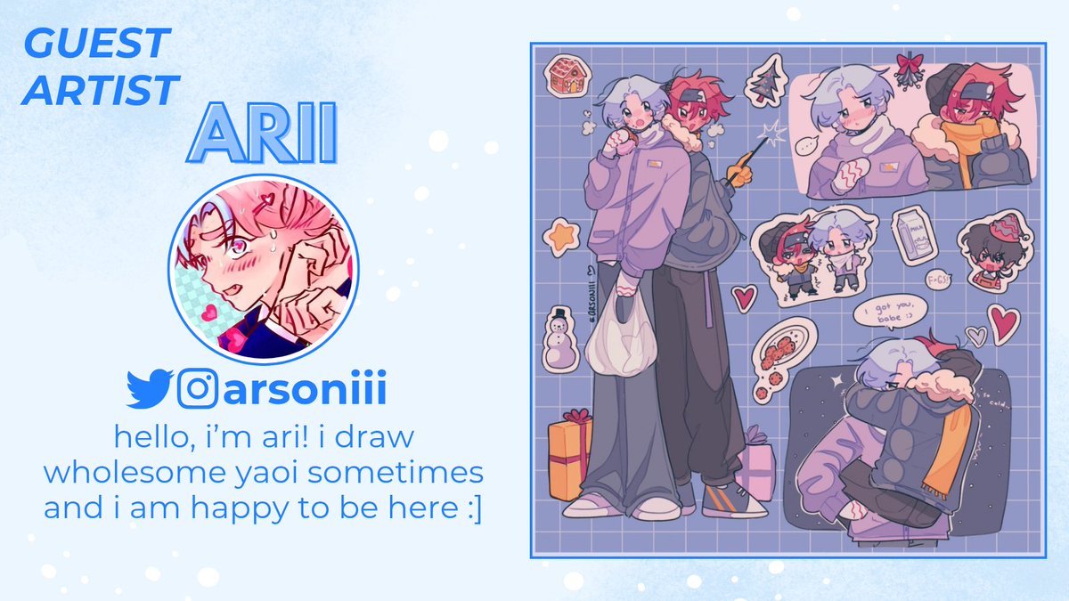 ❄️ GUEST SPOTLIGHT ❄️ 

If you love adorable Langa art, look no further! Our first guest, <a href="/arsoniii/">🌱ari 🍉 semi-IA</a>, has completely captured our hearts with his sweet style! 🩵✨️

Our contributor applications are currently open through May 28! ⬇️