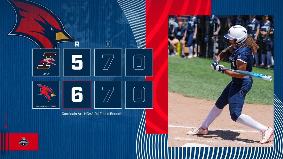 svsuathletics (@svsuathletics) on Twitter photo ๐จFINALS BOUND!๐จ
<a href="/SVSU_Softball/">Cardinal Softball</a> rallies to advance to the <a href="/NCAADII/">NCAA Division II</a> Softball Championship in Chattanooga, Tennessee #BeaksUp #GoCards ๐จFINALS BOUND!๐จ
<a href="/SVSU_Softball/">Cardinal Softball</a> rallies to advance to the <a href="/NCAADII/">NCAA Division II</a> Softball Championship in Chattanooga, Tennessee #BeaksUp #GoCards