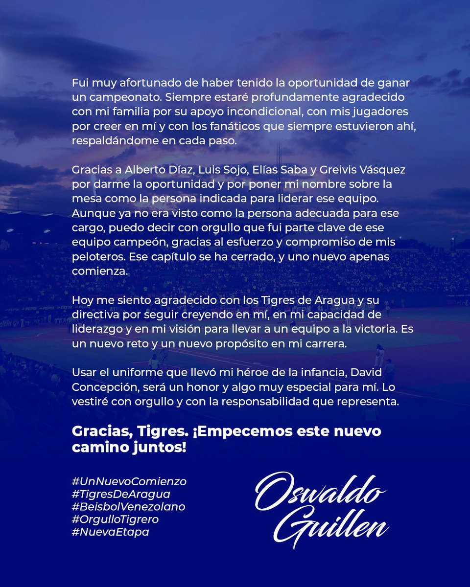 Primeras palabras de nuestro nuevo mánager Ozzie Guillen