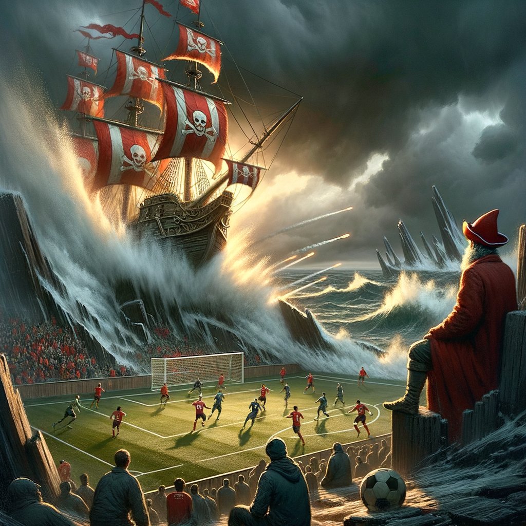 ⚓️ Captains Log: We unleashed a ferocious storm upon Wesham Rovers today, sinking 'em 4-1 like the scurvy dogs they are! Roussel, Almeida, Lopez, and Robaina led the charge! Our crew is invincible, and we sail on with a thunderous roar from our loyal fans! #AhoyAlbion
