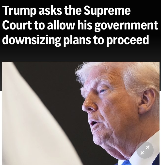 President Donald Trump’s administration on Friday asked the Supreme Court to allow him to resume his downsizing of the federal workforce, while a lawsuit filed by labor unions and cities proceeds.